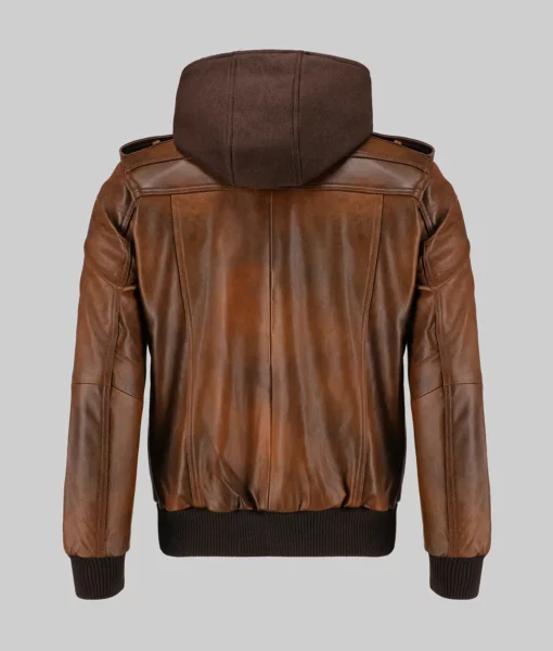 Christian Men’s Brown Hooded Biker Leather Jacket